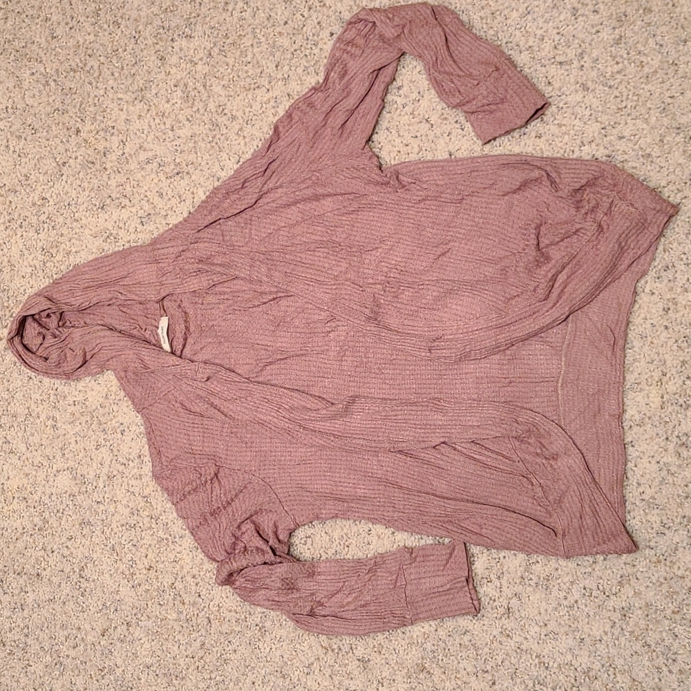Mauve waffle cocoon cardigan